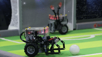 Kids can play open-ended soccer games with Orange Tart robotic kit